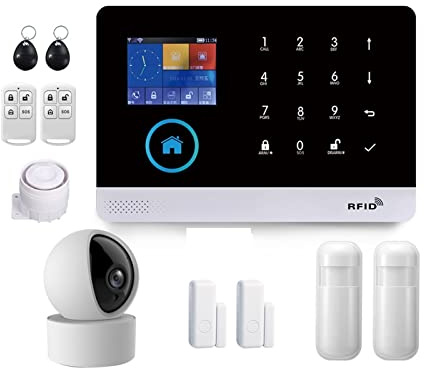 Kit Alarma Casa, PG103 Sistema de alarma WiFi 4G Tuya con sensor de movimiento inmune de PET Ip Cámara inalámbrica Smart Home Sprowing Soporte Control de voz(K)