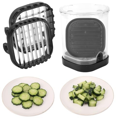 2pcs Vegetable Cutter Cup, 2-in-1 Detachable Fruit Slicer and Dicer Strawberry Speed Slicing Tool Food Chopper with Container Cutting Kitchen Gadgets for Banana Grape Cucumber Carrot Onion
