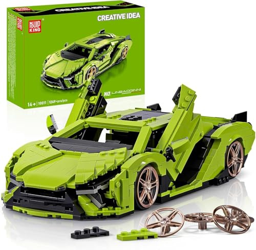 Mould King 10011 Technik Sportwagen Bausteine Set, 1249 Teile Auto Modell Bausatz, Kreatives Fahrzeug Spielzeug für Erwachsene und Sammler