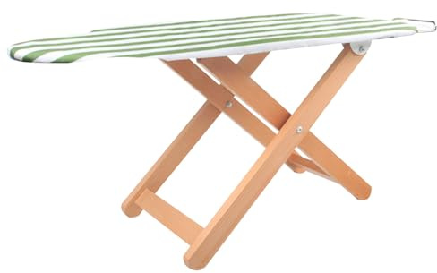 Mesa Planchar Plegable de Madera Maciza con Reposapiés, Tabla de Planchar Pequeña Ajustable en Dos Alturas, Panel con Forma de Hombro(Green)