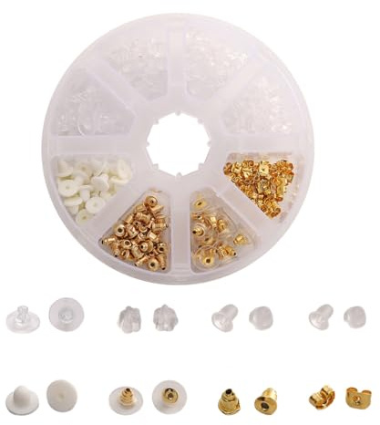 JYNXOR 400 Piezas Tuercas de Pendientes, 8 Tamaños Pendientes, Tuercas Pendientes Silicona, Transparente Silicona Cierres Oreja Repuesto, Hipoalergénicos para Colgantes Manualidad Fabricación de Joyas