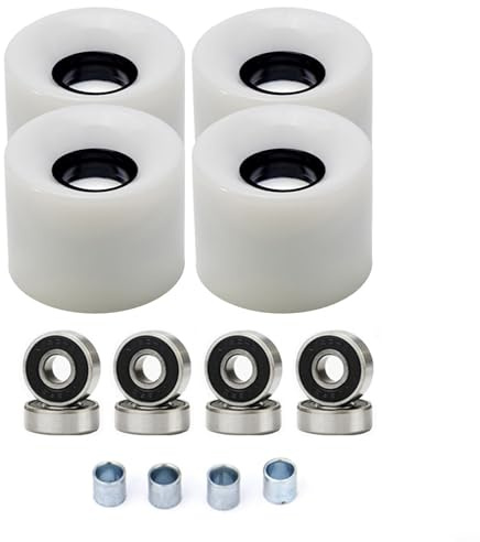 Longboard-hjul 4 st 60 x 45 mm 78 A PU-material med ABEC9-lager och distanser för gata och vanliga skateboards (vit)