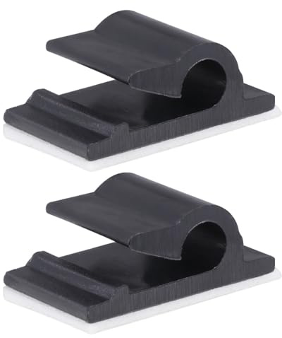 DOITOOL Clips para cables autoadhesivos negros con cinta doble cara, 100 unidades sujetacables plásticos, abrazaderas adhesivas para organización en oficina, hogar y electrónica
