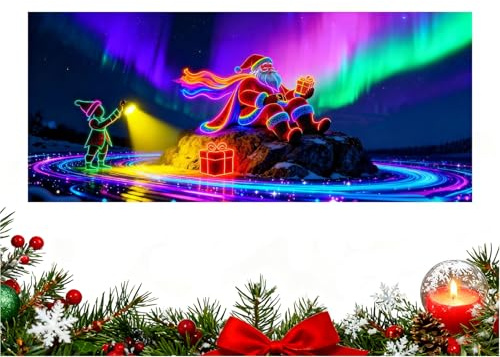 Kustimantu Banner Porta Garage Natale,Tela 2D Piastra Fluorescente Attivata UV,Decorazione Banner Porta Garage Natale | per Esterno Interno Portico Parete Portale