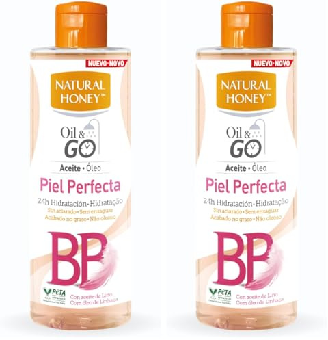 Natural Honey, Oil & Go Piel Perfecta, Aceite de Ducha sin Aclarado para una Piel Suave como Bebé, 24H de Hidratación con Aceite de Lino y de Almendras, Absorción Rápida con Acabado No Graso, 250 ml
