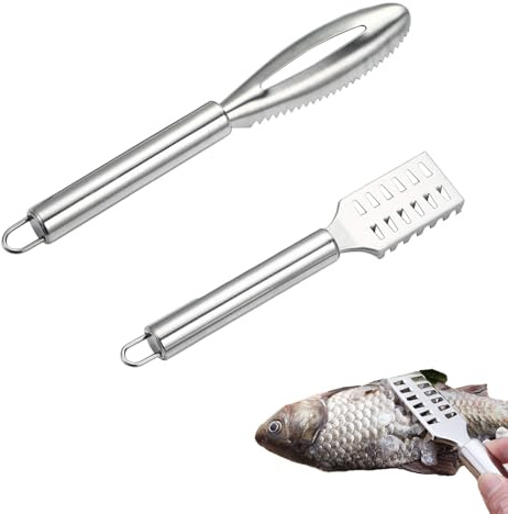 2 PCS Écailleurs De Poisson En Acier Inoxydable,Grattoir À Écailles De Poisson en Acier Inoxydable,Ecailleur de Poisson Remover,Pour enlever les écailles de poisson plus rapidement et plus facilement.