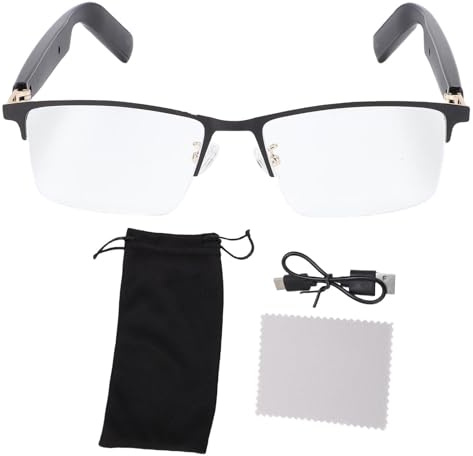 Lazmin112 Lunettes Intelligentes avec Haut-Parleur, Lunettes BT 5.4 avec Filtrage de la Lumière Bleue, UV à 99%, Microphone HD pour Appels Mains Libres, avec 8 Heures de Lecture