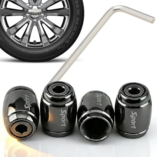 DTLHLBHD 4 Pezzi Tappi Valvola Pneumatici per Honda ZR-V, Coprivalvole Antipolvere Lega di Alluminio Cappucci Valvole Ermetici Protezione Ruote Auto,Black