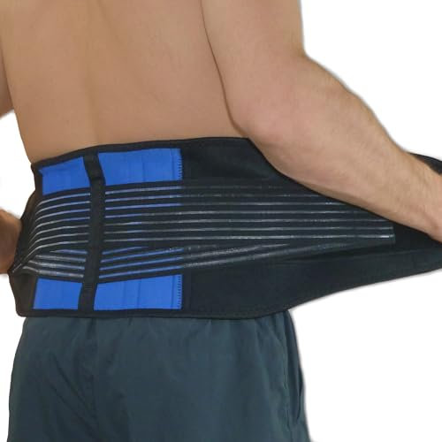 NeoPhysio Neoprene Double Pull Lower Back Support Lumbar Brace = Large