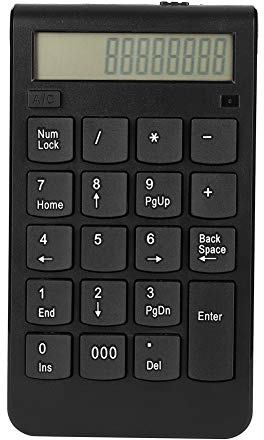ASHATA Tastierino Numerico, Tastierino Numerico Senza Fili Display LCD 2.4G, Mini Tasti Portatili 19 Tastierino Bumerico per Il Sistema Microsoft/Android/iMac
