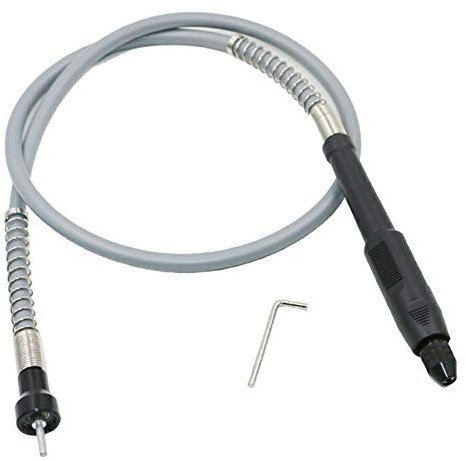Gasea 3.175mm Flex Shaft Adapter Attachment Extension Cord Flexible Drill Shaft with 0.3-3.2mm Keyless Chuck for Rotary Grinder Woodworking Tool