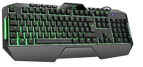 Gamium Clavier Gamer Filaire Ultra Mince, Gaming Keyboard USB Ergonomique LED Rétro-éclairage avec Raccourci Multimédia pour PS4, PC, Ordinateur, Bureau, Jeux - AZERTY