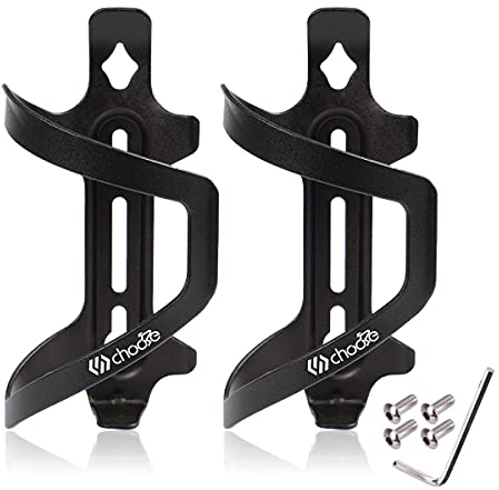 Chooee Fahrrad-Flaschenhalter aus Aluminium, 2 Stück, für Fahrrad/MTB, Schwarz