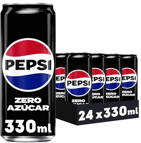 Pepsi zero Refresco de cola con cero azúcar y cero calorías, pack de 24 latas de 330 ml, 7.92 litros en total