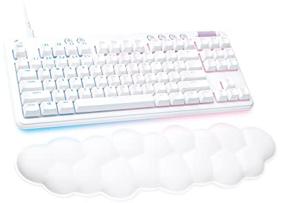 Logitech G713 Wired Mechanical Gaming Keyboard with LIGHTSYNC RGB Lighting, Linear Switches (GX Red), and Keyboard Palm Rest, PC and Mac Compatible - White Mist