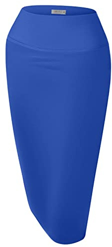 Reg and Plus Size Pencil Skirts for Women Below the Knee. Work,Weekends,Date Nights,Sexy Office Business Bodycon Skirts (Size X-Large, Blue)