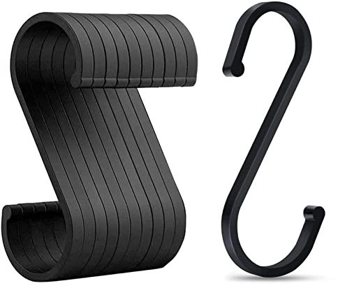 JeoPoom gancio Multifunzione per Pentole e Padelle, Vestiti, Bagno, Camera da Letto, Ufficio (8,6 X 5,3 CM, Nero) [10 Pezzi]
