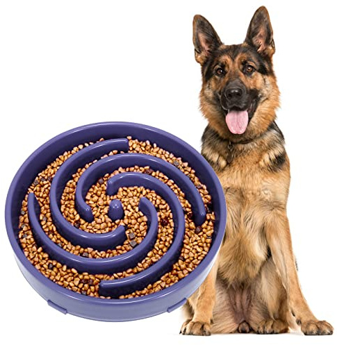 Långsam utfodring hundskål, anti-sling intressant interaktiv hundskål, taro lila