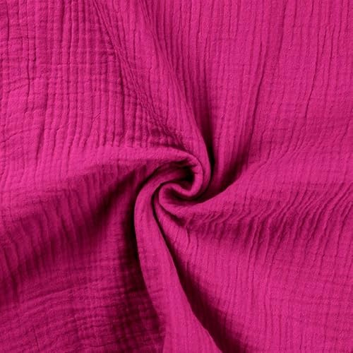 Bio Gauze, Musselin - kräftiges Pink- unifarben als Meterware zum Nähen, 50 cm