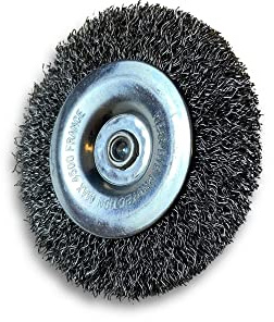 Kibros Lot 6 brosses circulaires tige Ø 75 mm acier dur 8 mm | Fil acier dur Ø 0,30 mm, 1 rang, tige Ø 6 mm, pour perceuse ou visseuse à mandrin, décapage brossage nettoyage.