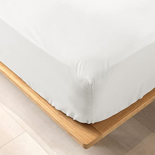 douceur d'intérieur, Drap Housse (140 x 190 cm) Biolina Blanc, 100% Coton Bio