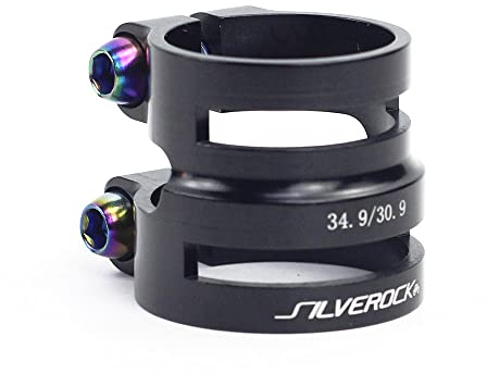ETomey Sattelklemme Aluminium-Doppelsattelstützen-Kragenklemme 27,2/31,8 mm 31,8/34,9 mm 30,9 mm for Rennrad MTB Carbonrahmen Laufrad Sattelkloben (Size : Up 34.9 down30.9 BL)