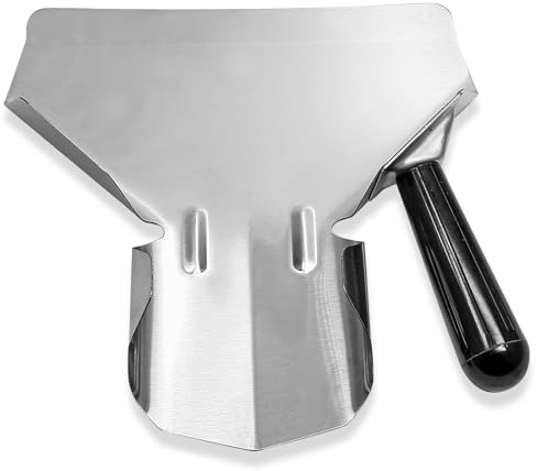 Biaungdo Stainless Steel French Fry Popcorn Scoop, Metal Popcorn Scoop, French Fry Bagger, Quick Fill Tool for Bags & Boxes, Multipurpose Scooper for Food, Fries, Snacks, Desserts, Ice(Right Handle)