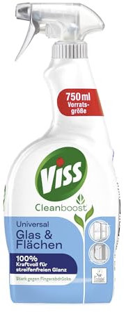 Viss Cleanboost glasrengörare universal glas och ytor rengöringsmedel för randfri glans och stark mot fingeravtryck 750 ml