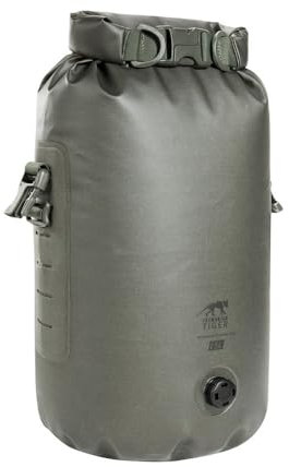 Tasmanian Tiger TT Stuffbag 15 WPV Wasserdichter 15 L Packsack mit Roll-Verschluss und Ventil für Kompression für Outdoor, Boote, Wassersport; Steingrau-Oliv