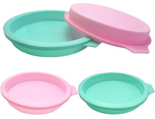 MICREEN 4 Stücke Silikon Kuchenform Rund, 15 cm Silikon Backform für Schichtkuchen, Regenbogenkuchen, Harzuntersetzer, Pizzakruste und Kuchen