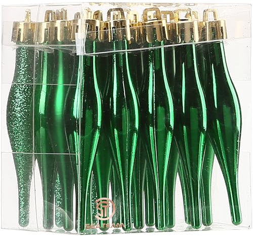Sea Team Lot de 20 boules de Noël en plastique incassable avec cordons - 85 mm - Pour sapin de Noël, mariage, fête - Vert