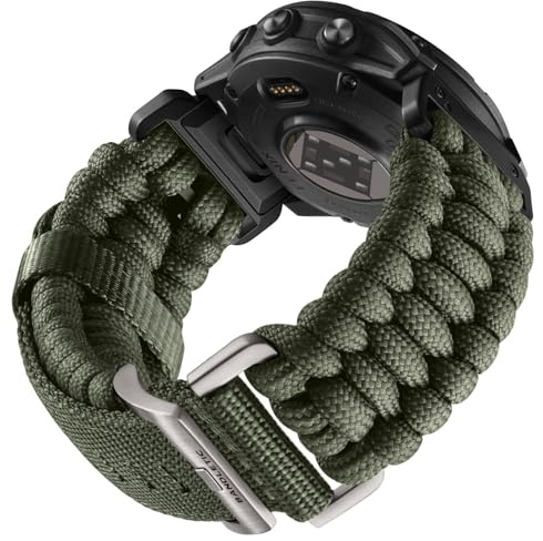 Bandletic Uhrenarmband 22mm Kompatible mit Garmin Fenix 6 Pro/Fenix 7/Fenix 6/Fenix 5 Armband, Nylon QuickFit Geflochten Sport Band für Epix 2/Epix 2 Pro 47mm/Forerunner 945/965/Instinct 2, Armeegrün