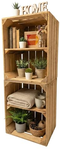 Teramico gebrauchte Vintage Obstkisten (2 x Ablage Kurz) | Gereinigte Kisten aus dem Obstanbau (50x40x30cm): massiv, stabil, sortiert und wahlweise auch mit geflammtem Zwischenboden!