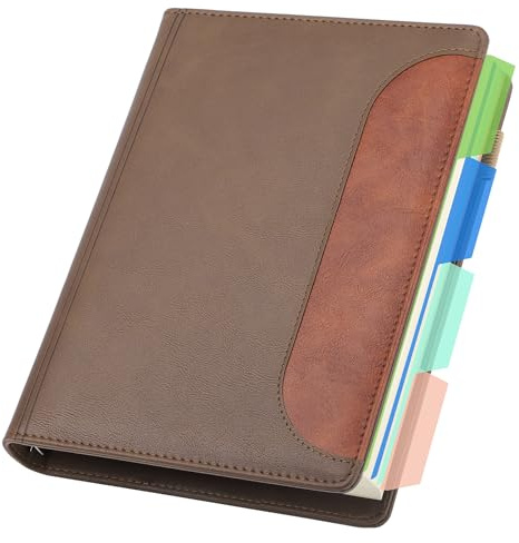 Yarotm Ringbuch A5 Nachfüllbar - Notizbuch A5 Liniert Papier 14x21cm - 120 Blatt Notebook Leder PU - 100g/m² Liniert Notizblock - Marrón Oscuro Ring Binder Ringblock