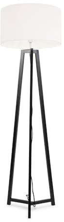 ValueLights | Black Wood Tripod Floor Lamp with Cream Boucle Drum Lampshade Living Room Light | Floor Lamps, Home Décor & Improvement Essential | Included LED Bulb