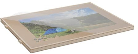 Relaxdays Puzzlebrett, mit 4 Schubladen, für Puzzle bis 1000 Teile, drehbar, aus Holz, Puzzlematte, Puzzleplateau, Natur