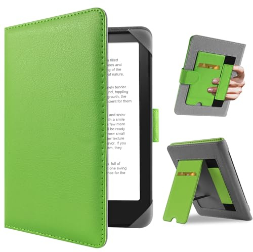 HoYiXi Universal Hülle für 6.8'' / 7 Paperwhite/Pocketbook/Tolino/Sony eReader Kompatibel mit/Kobo Clara HD/Kobo Clara 2E Leder Schutzhülle,6.8 Kindle Cover Case,Grün