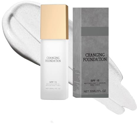 Farbwechselnde Foundation für reife Haut [Licht bis Mittel Hautton] - Hautton anpassende Foundation - Gesichts-Make-up (weiß-1Stück, Einheitsgröße)
