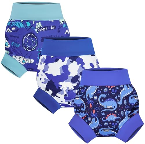 FLYISH DIRECT Reusable Swim Nappy for Boys and Girls, 4-5 Years, Navy Blue | 3 Packs, Leak-proof