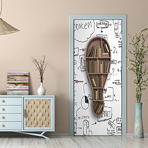 3D Türtapete 70x200 Türaufkleber Selbstklebend Türfolie Poster Fototapete Türbilder Türtattoos Wasserdichte Tür Stickers für Kinderzimmer Wohnzimmer Badezimmer Bücherregal