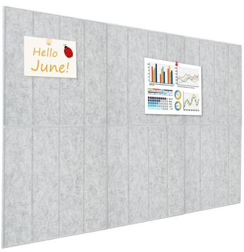 Okydoky 90x60cm Filz Pinnwand Selbstklebend, Vertikaler Streifen dekorative Pinnwand aus Filzboard, Memotafeln Memo Pinnwand, Korkbrett, Bulletin Board für Zuhause Büro Schule, Grau(GY-3030-6p)