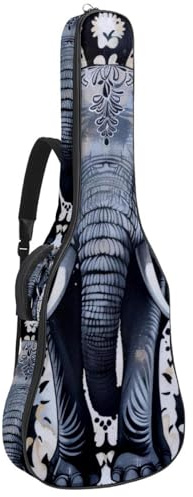 Gitarrentasche in voller Größe, 101,6 cm, 104,4 cm, 106,7 cm, Tragetasche für E-Bass, klassische Gitarre, Elefantenmuster, Mehrfarbig 04, 42.9x16.9x4.7 in, Lässiger Tagesrucksack