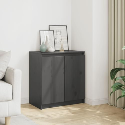 MOBCANT Beistellschrank, Aufbewahrungsschrank Küchenunterschränke Schuhschrank Barschrank Geeignet für Küche Schlafzimmer Wohnbereich Korridor Grau 60x36x65 cm Massivholz Kiefer