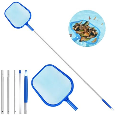 Qcdou Retino per Piscina, 156 cm Retino Pulizia Piscina, Kit Pulizia Piscina con Asta Telescopica da 1,14 m, Retino Piscina, Skimmer Piscina Fuori per Piscina, Laghetto, Fontana