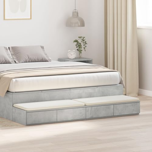 Brokky 866974 Cassetti per Letti Grigio Calcestruzzo 160x36,5x16,5 cm Legno Ingegnerizzato cassettoni sottoletto,Legno Composito