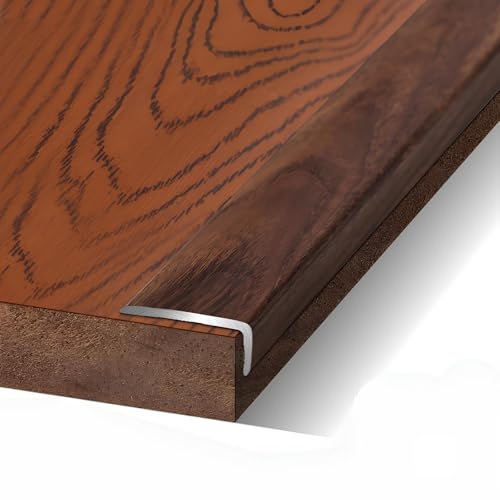 Genérico Baldosa de Madera para Suelo 90 X 2 X 0,8 cm Tira de Aluminio En Forma de L con Veta de Madera En Ángulo Recto Tira de Moldura para Suelo Ventana Escalera (Nogal Claro 1,5 X 0,8 cm)