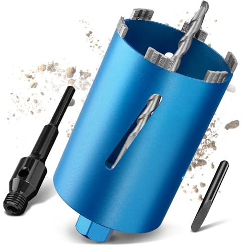 M22 Turbo Kernbohrer Ø102mm L200mm mit 100mm SDS Plus Adapter Trocken/Nass Bohrkrone Diamantbohrkrone Kernbohrkrone Dosenbohrer für Beton Ziegel Bimsstein