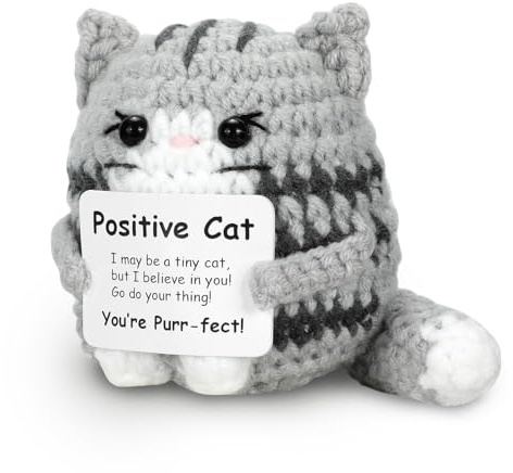 Pomme de Terre Positive Peluche Chat Pocket Hug | Positive Peluche Chat avec Un Petit Câlin Porte-Bonheur et Carte Positive,pour La Confiance en Soi,Gadget Insolite Rigolo