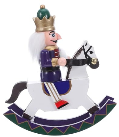 TOPBATHY Casse-Noisette de Noël Bois Figurine avec Cheval à Bascule Décoration Sapin de Noël et Présentoir