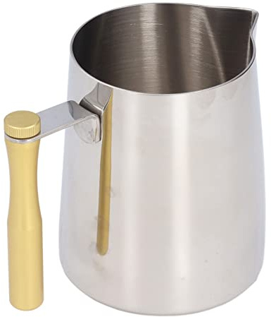 Nikou 600ML Stainless Steel Coffee Frothing Pitcher Break Milk Frothing Cup with Detachable Handle (Jaune)